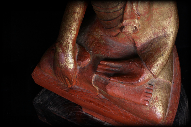 Extremely Rare 19C Wood Burmese Shan Buddha #A041